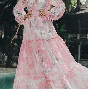 FILLYBOO BATIK AND  SILK COTTON , WITH EMBROIDERED CUTWORK. CANDY PINK  XL